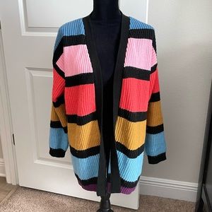 Woven Heart Multi-Colored Striped Duster Cardigan